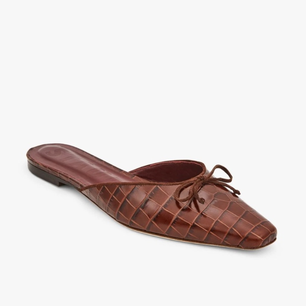 Brown Woven Leather Mules